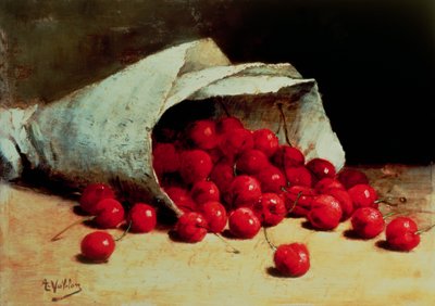Una bolsa de cerezas derramada de Antoine Vollon